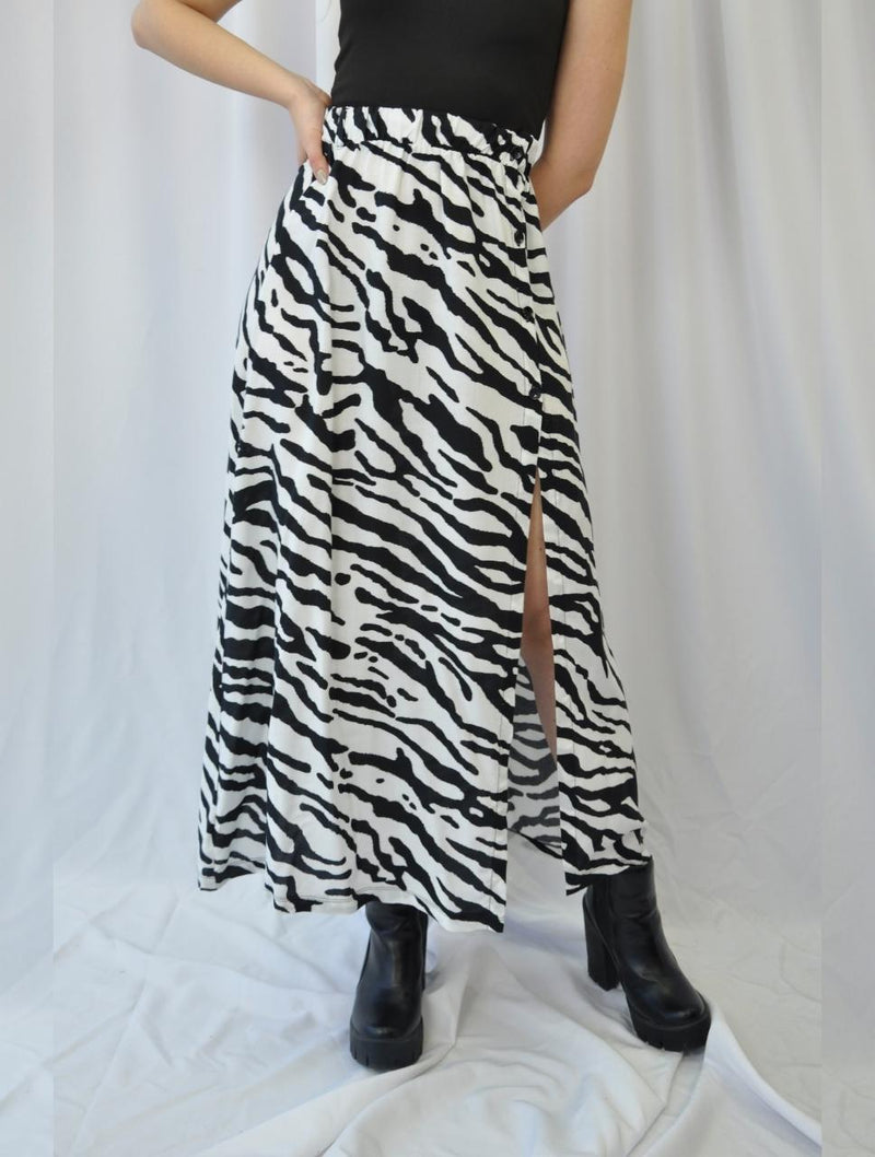 Falda para Mujer Negro - Valencia Print Zebra Negro