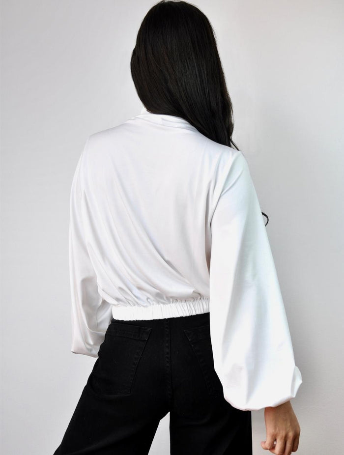 Blusa para Mujer Blanco Cuello Medio Alto, Manga Larga - Shanty Blanco