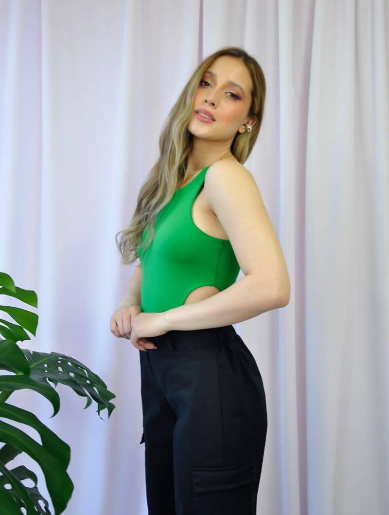 Body verde mujer