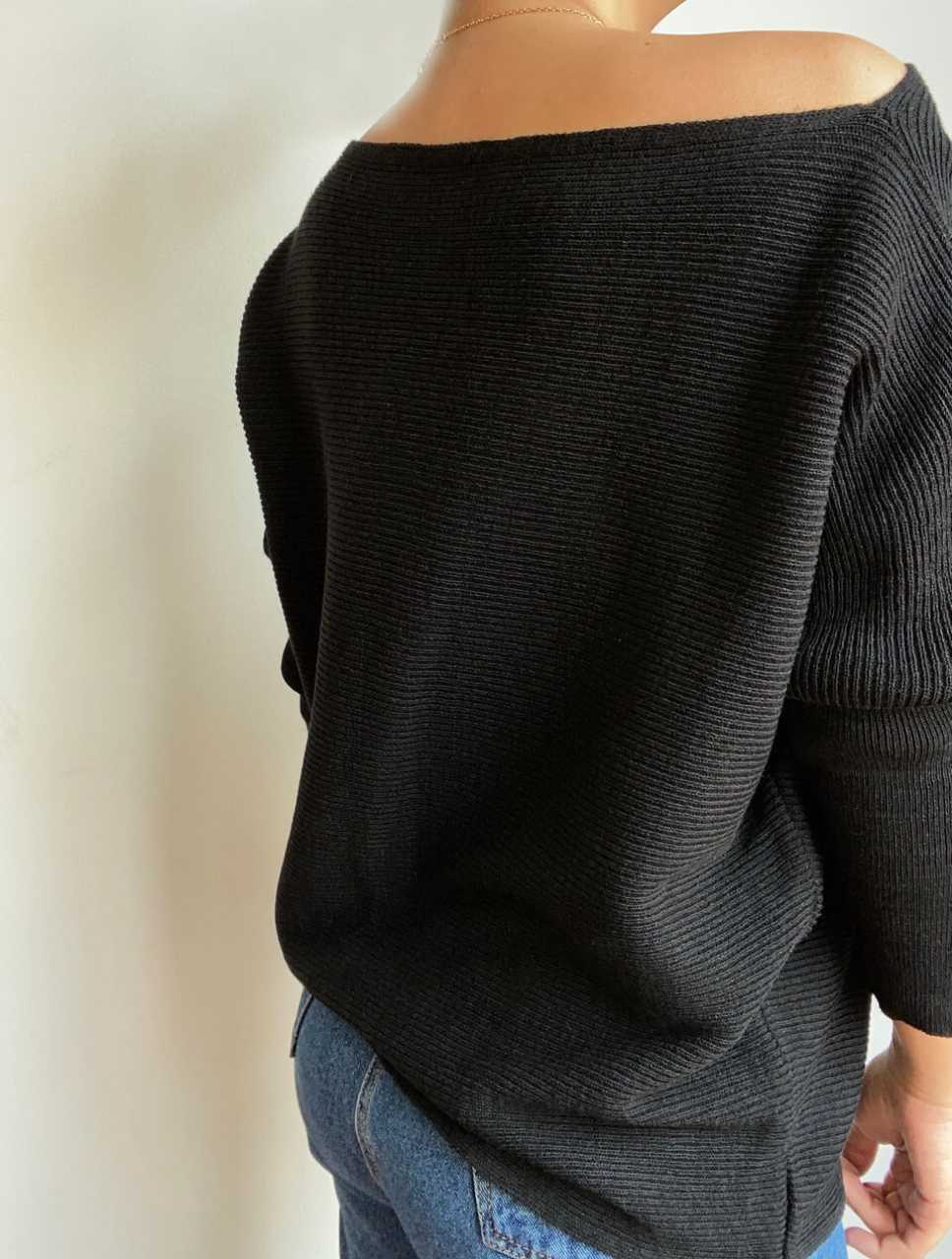 Suéter para Mujer Negro Cuello Bandeja - Samba Negro
