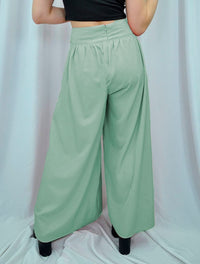 Pantalón para Mujer Verde Manzana Tiro Alto Fluido - Lia Verde Manzana