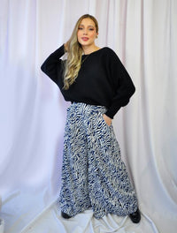 Pantalón para Mujer Azul Tipo Palazzo Tiro Alto - Zelva