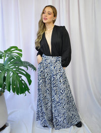 Pantalón para Mujer Azul Tipo Palazzo Tiro Alto - Zelva