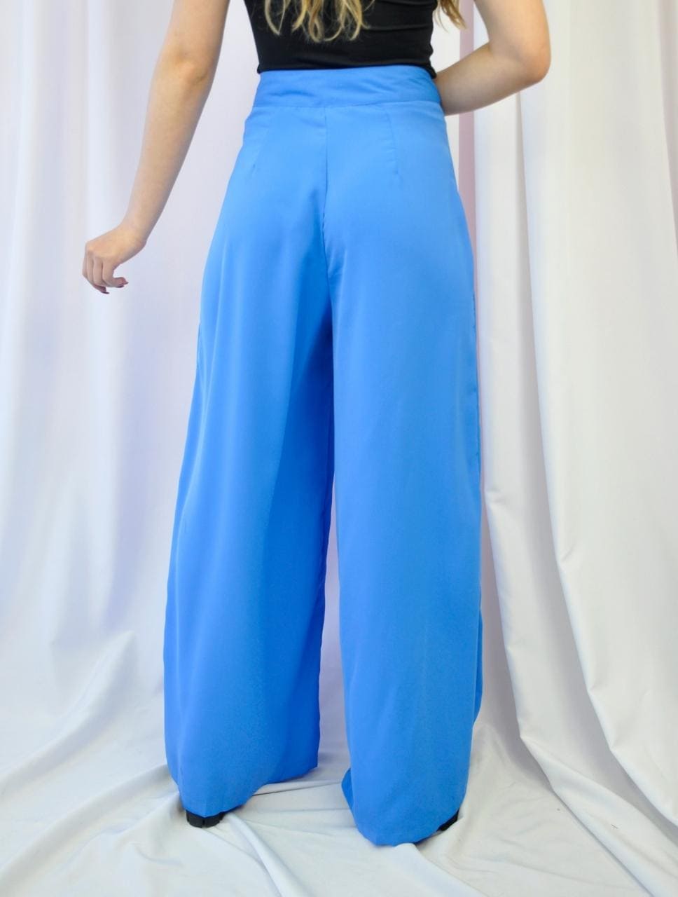 Pantalón para Mujer Azul Tipo Palazzo Tiro Alto Con Cremallera - Incanta Azul