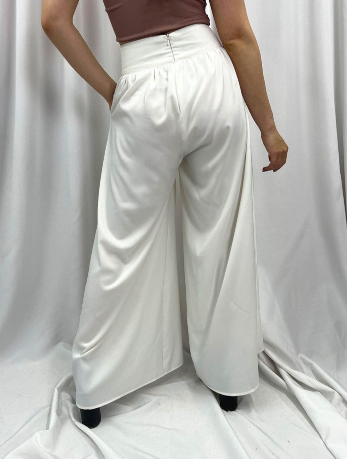 Pantalón para Mujer Blanco Tiro Alto Fluido - Lia Blanco