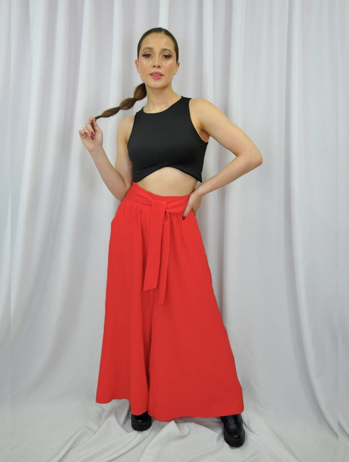 Pantalón para Mujer Rojo Tiro Alto Fluido - Lia Rojo