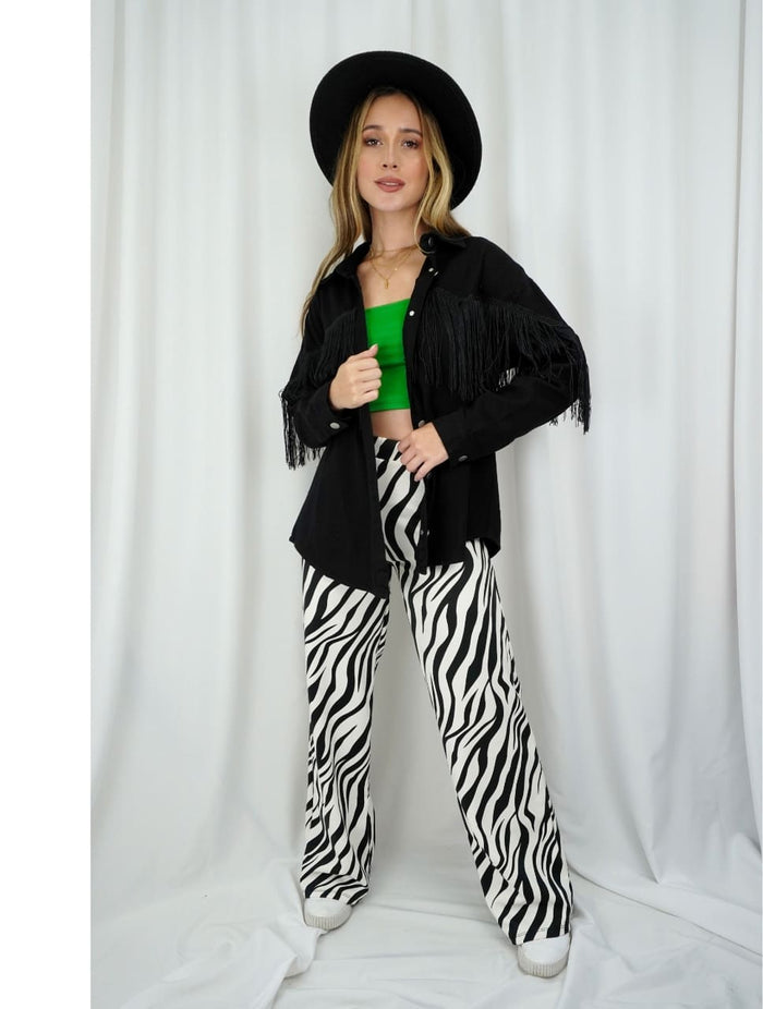 Pantalón para Mujer Zebra Bota Recta Tiro Alto - Tamara Zebra