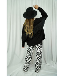 Pantalón para Mujer Zebra Bota Recta Tiro Alto - Tamara Zebra
