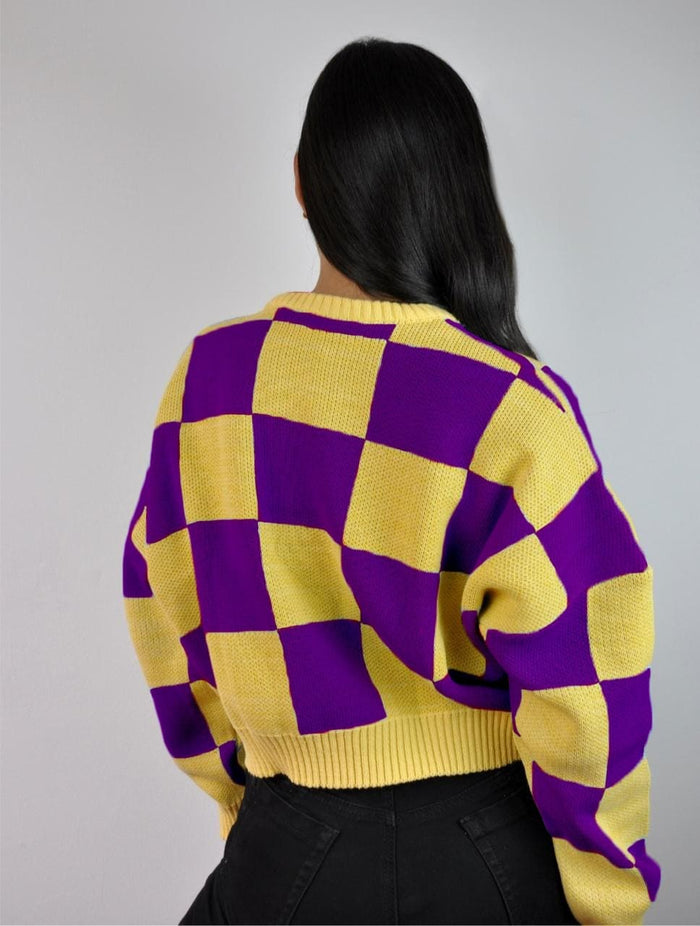 Suéter para Mujer Amarillo y Morado Cuello Redondo - Croacia Amarillo y Morado