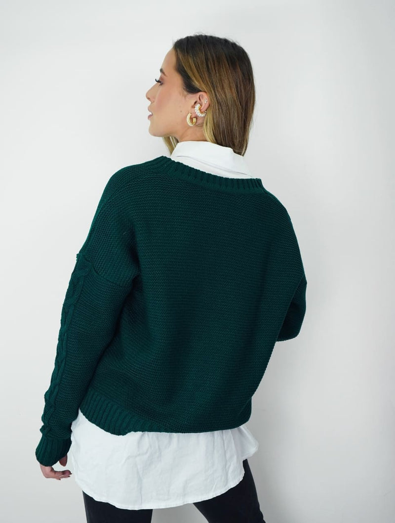 Suéter para Mujer Verde Botella Tejido - Lolly Verde Botella